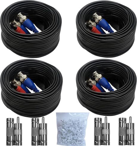 1PCS 100ft/30m Integrated BNC Video Power Cable Extension. Ideal for Security Cameras, CCTV, Surveillance, and DVR System installations Free 2×BNC connectors in Kuwait