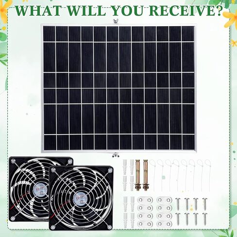 20W طقم مروحة تعمل بالطاقة الشمسية لـ Dicken Coop IP67 Dual Solar Greenhouse Fan 3500 دورة في الدقيقة مروحة العادم عالية السرعة مع كابل 10 أقدام لإظهار نافذة منزل الحيوانات الأليفة في الداخل (مجموعة واحدة) in Saudi Arabia