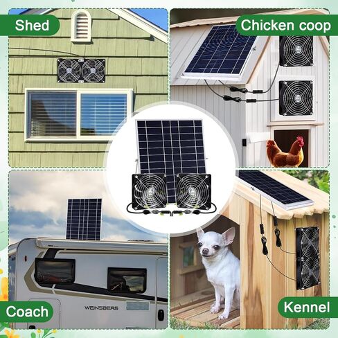 20W طقم مروحة تعمل بالطاقة الشمسية لـ Dicken Coop IP67 Dual Solar Greenhouse Fan 3500 دورة في الدقيقة مروحة العادم عالية السرعة مع كابل 10 أقدام لإظهار نافذة منزل الحيوانات الأليفة في الداخل (مجموعة واحدة) in Saudi Arabia