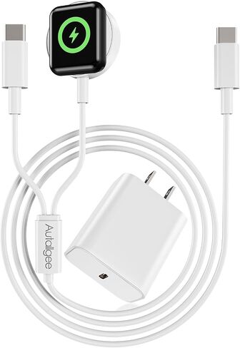Upgraded [MFi Certified] 2 in 1 USB C Charging Cable for Apple Watch Charger,iPhone 16 15 iWatch Charging Cable Cord with 20W Wall Charger Block for iWatch Series Ultra/SE/10/9/8/7/6/5/4/3/2-4FT in Saudi Arabia