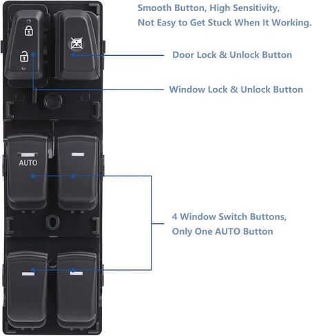 Master Window Switch Power Control Button Front Left Driver Side Compatible with Hyundai Sonata 2011 2012 2013 2014 Replacement OEM 93570-3S000YDA 93570-3S000-RAS (Black Color) in Saudi Arabia