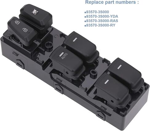 Master Window Switch Power Control Button Front Left Driver Side Compatible with Hyundai Sonata 2011 2012 2013 2014 Replacement OEM 93570-3S000YDA 93570-3S000-RAS (Black Color) in Saudi Arabia