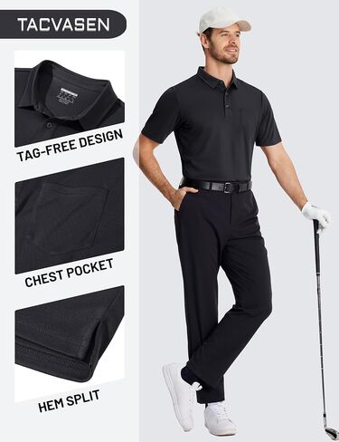 TACVASEN Polo Shirts for Men with Pocket Short Sleeve Lightweight Quick Dry Hiking Golf Fishing in Saudi Arabia