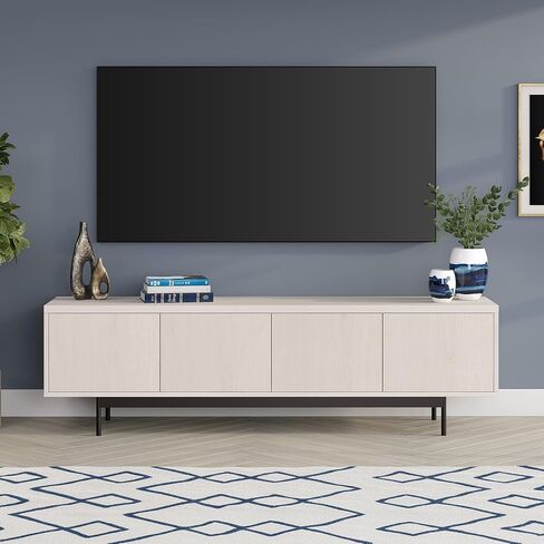 Henn&Hart Rectangular TV Stand for TV's up to 75" in Natural Black, for Home, Living Room, Bedroom, Entertainment Room, Office in Saudi Arabia