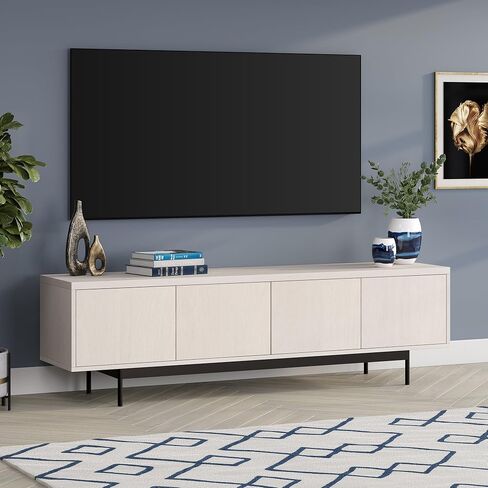 Henn&Hart Rectangular TV Stand for TV's up to 75" in Natural Black, for Home, Living Room, Bedroom, Entertainment Room, Office in Saudi Arabia