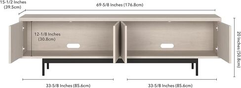 Henn&Hart Rectangular TV Stand for TV's up to 75" in Natural Black, for Home, Living Room, Bedroom, Entertainment Room, Office in Saudi Arabia