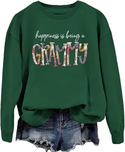 Grandma Sweatshirt Women Happiness Is Being a Grammy Long Sleeve Graphic Shirts Grandma Crewneck Pullover Top in Saudi Arabia