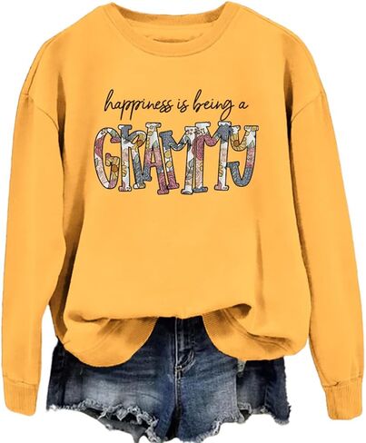 Grandma Sweatshirt Women Happiness Is Being a Grammy Long Sleeve Graphic Shirts Grandma Crewneck Pullover Top in Saudi Arabia
