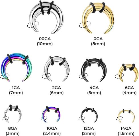4pcs الفولاذ الجراحي 14g 12g 10g 8g 6g 4g 2g 0g 00g pincher tapers حلقات الحاجز الحاجز الهارش C. in Kuwait