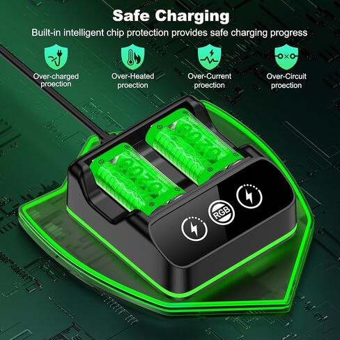 Charger for Xbox One Controller Battery Pack with 4 x 6200mWh Batteries, Rechargeable Xbox Controller Batteries with Battery Charging Station Dock Support Xbox Series X|S/One S|X/One Elite in Kuwait