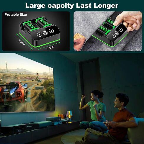 Charger for Xbox One Controller Battery Pack with 4 x 6200mWh Batteries, Rechargeable Xbox Controller Batteries with Battery Charging Station Dock Support Xbox Series X|S/One S|X/One Elite in Kuwait