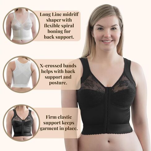 Front Closure Longline Bra | 9603 | Made in USA | Wire-Free Comfort w/Back Support | Soft Cups Everyday Confidence | 34B–58H in Saudi Arabia