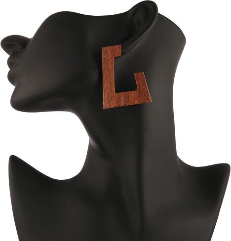 Wooden Hoop Earrings for Women Geometric Lightweight Dangle Drop Earrings in Saudi Arabia