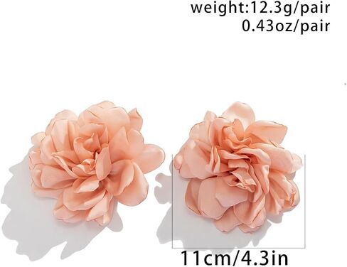 Large Fabric Floral Dangle Earrings for Women Vintage Exaggeration Chiffon Rose Flower Petal Earring Fashion Cloth Floral Earrings Charm Jewelry Gifts in Saudi Arabia