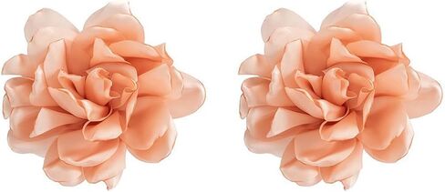 Large Fabric Floral Dangle Earrings for Women Vintage Exaggeration Chiffon Rose Flower Petal Earring Fashion Cloth Floral Earrings Charm Jewelry Gifts in Saudi Arabia