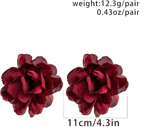 Large Fabric Floral Dangle Earrings for Women Vintage Exaggeration Chiffon Rose Flower Petal Earring Fashion Cloth Floral Earrings Charm Jewelry Gifts in Saudi Arabia