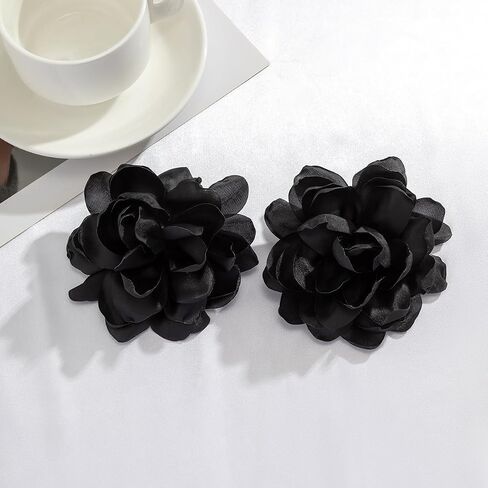 Large Fabric Floral Dangle Earrings for Women Vintage Exaggeration Chiffon Rose Flower Petal Earring Fashion Cloth Floral Earrings Charm Jewelry Gifts in Saudi Arabia