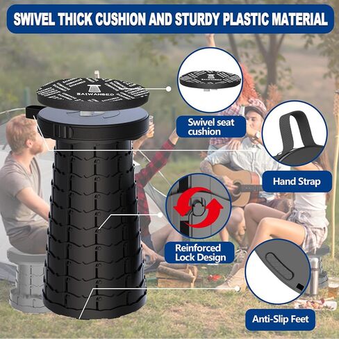 2025 Upgraded Taller 52cm Collapsible Stool with Cushion,Portable Seat,Telescoping Stools,Adujstable Camping Folding Chair for Adults,Maximum Loading 550Ib for Garden Travel Fishing BBQ in Saudi Arabia