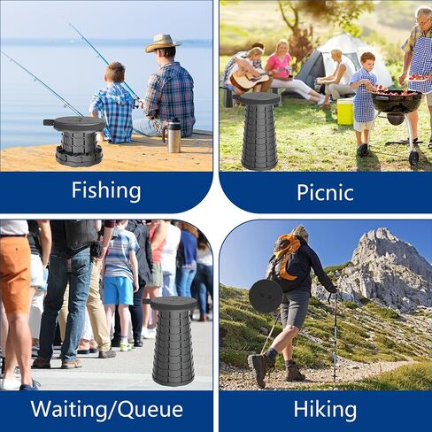 2025 Upgraded Taller 52cm Collapsible Stool with Cushion,Portable Seat,Telescoping Stools,Adujstable Camping Folding Chair for Adults,Maximum Loading 550Ib for Garden Travel Fishing BBQ in Saudi Arabia