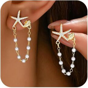 Starfish Earrings for Women Gold Seashell Shell Beach Earrings Beachy Summer Jewelry Outfits for Women Beach Fashion Vacation Essentials in Saudi Arabia