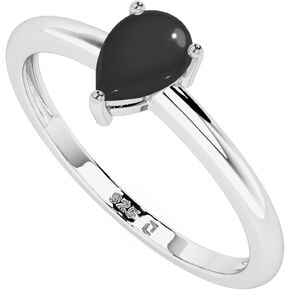 Natural Black Onyx Stackable Ring for Women in Sterling Silver, July Birthstone Jewelry Gifts for Her (Prong-Set)(Round, Oval, Pear) in Saudi Arabia