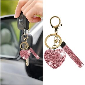 سلسلة مفاتيح Bling Car ، سلسلة مفاتيح Crystal Rhinestone Love Heart ، إكسسوارات مفاتيح تلقائية لطيفة ، Universal Fit (Champagne) in Kuwait