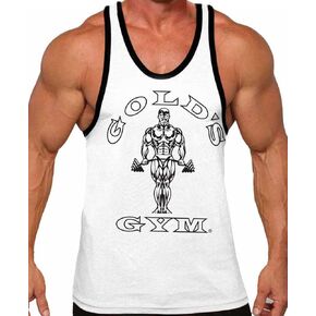 Gold's Gym Tank Top Ringer - الرسمي المرخص - RT -1 (XL ، أبيض/أسود) in Kuwait