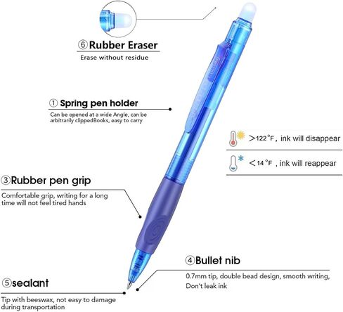 Aozora Erasable Pens Click Fine Point 0.7 mm Retractable Erasable Gel Pens for Completing Sudoku and Crossword Puzzles 12 Pack (Black) in Kuwait