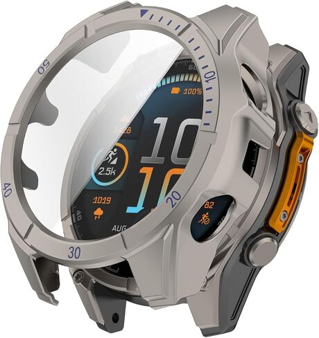 Miimall Full Case Bumper Compatible for Garmin Fenix 8, Drop&Scratch Resistant, Men Rugged Cover Hard PC Case Built-in HD Tempered Glass Flim for Garmin Fenix 8 51mm(Orange-Green, Not for Solar 51mm) in Saudi Arabia