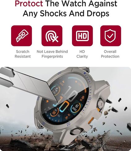 Miimall Full Case Bumper Compatible for Garmin Fenix 8, Drop&Scratch Resistant, Men Rugged Cover Hard PC Case Built-in HD Tempered Glass Flim for Garmin Fenix 8 51mm(Orange-Green, Not for Solar 51mm) in Saudi Arabia