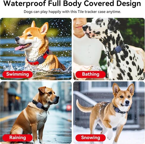 DDJ Dog Collar Case for Tile Life360 Mate 2024/2022 Bluetooth Tracker, 2-Pack Waterproof Silicone Cover Full-Body Protective Holder for Tile Tracker Cat Collar, Ultra Durable, Scratch Resistant, Black in Kuwait