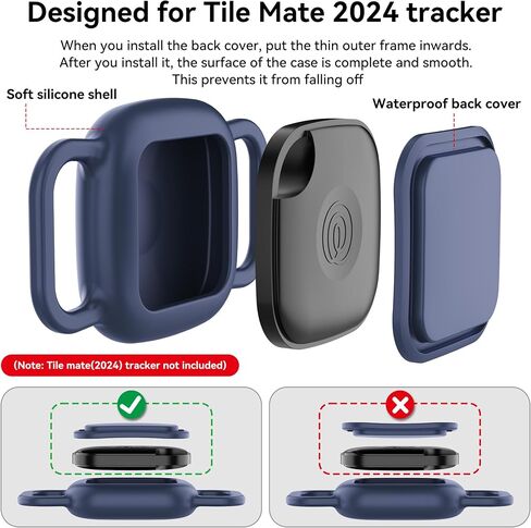 DDJ Dog Collar Case for Tile Life360 Mate 2024/2022 Bluetooth Tracker, 2-Pack Waterproof Silicone Cover Full-Body Protective Holder for Tile Tracker Cat Collar, Ultra Durable, Scratch Resistant, Black in Kuwait