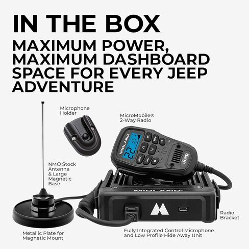 Midland - MXT500-50 واط GMRS Micromobile الراديو ثنائي الاتجاه - مزارع مزرعة المسارات البرية على الطرق الوعرة - 8 قنوات مكرر - التصميم المدمج Magnetic Mount 2.1dB كسب هوائي in Kuwait