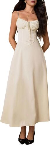 Floerns Women's Summer Long Dress Sleeveless Lace Up Corset Date Night A Line Maxi Dresses in Saudi Arabia