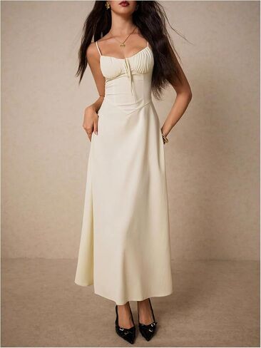 Floerns Women's Summer Long Dress Sleeveless Lace Up Corset Date Night A Line Maxi Dresses in Saudi Arabia