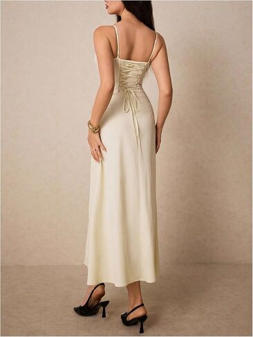 Floerns Women's Summer Long Dress Sleeveless Lace Up Corset Date Night A Line Maxi Dresses in Saudi Arabia