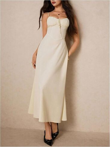 Floerns Women's Summer Long Dress Sleeveless Lace Up Corset Date Night A Line Maxi Dresses in Saudi Arabia