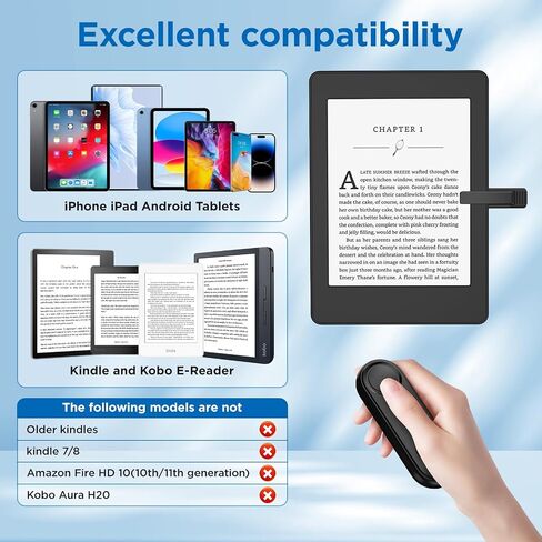 Remote Control Page Turner for Kindle Paperwhite Oasis Kobo eReaders, Page Turner Clicker for ipad Tablets Reading Novels with LCD Power Display, Agave Green in Saudi Arabia