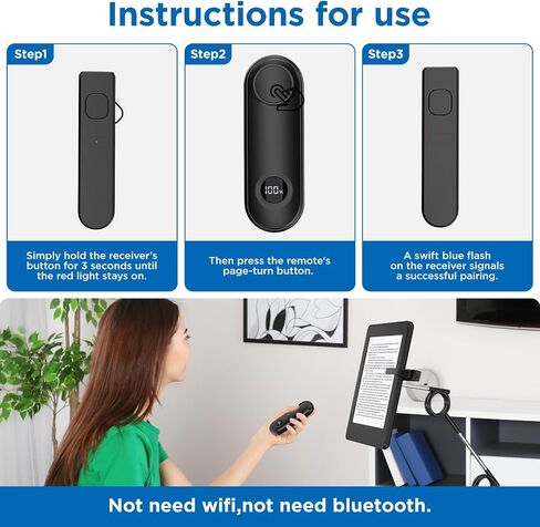 Remote Control Page Turner for Kindle Paperwhite Oasis Kobo eReaders, Page Turner Clicker for ipad Tablets Reading Novels with LCD Power Display, Agave Green in Saudi Arabia
