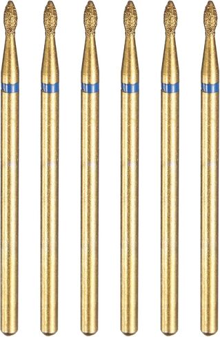 HARFINGTON 6pcs 100-120 Grits Diamond Grinding Bit 2.2mm Oval Head 2.35mm Shank 9mm Length Titanium Plated Stone Sanding Drill Bits Rotary Tool for Nails Grinding Polishing in Kuwait