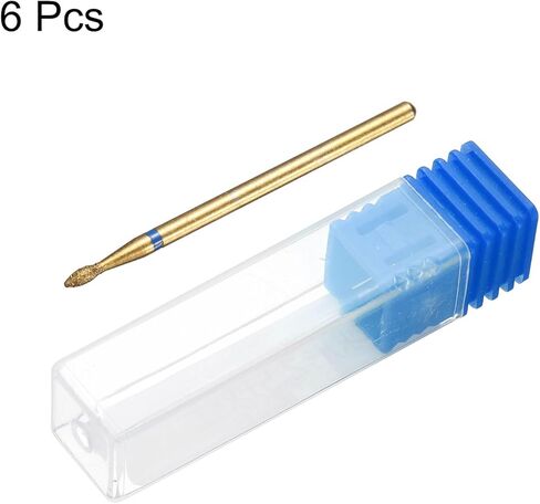 HARFINGTON 6pcs 100-120 Grits Diamond Grinding Bit 2.2mm Oval Head 2.35mm Shank 9mm Length Titanium Plated Stone Sanding Drill Bits Rotary Tool for Nails Grinding Polishing in Kuwait
