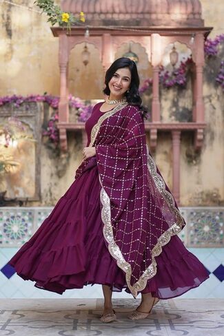 Event Party Wear Stitched Indian Long Anarkali Gown Dress Stylish Salwar Kameez Suits.-65 in Saudi Arabia