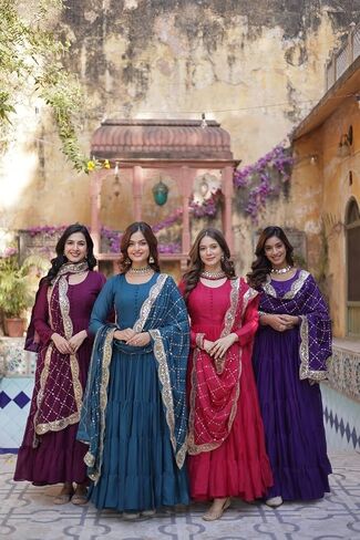 Event Party Wear Stitched Indian Long Anarkali Gown Dress Stylish Salwar Kameez Suits.-65 in Saudi Arabia