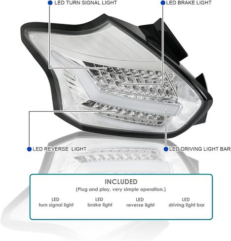مواصفات توليف الأشرار السوداء LED LED LIDES متوافقة مع 2015-2018 FORD FOCUS SE/ST/Titanium Hatchback ، 2016-2018 FORD FOCUS in Saudi Arabia
