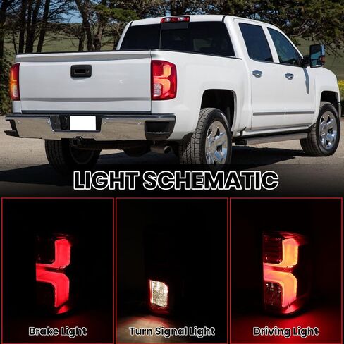 تجميع الضوء الذيل متوافق مع Chevy Silverado 1500 2016 2017 2018 LED الخلفية المصباح 84288719 جانب الركاب الأيمن [فقط متوافق مع نماذج LED المصنع] in Kuwait