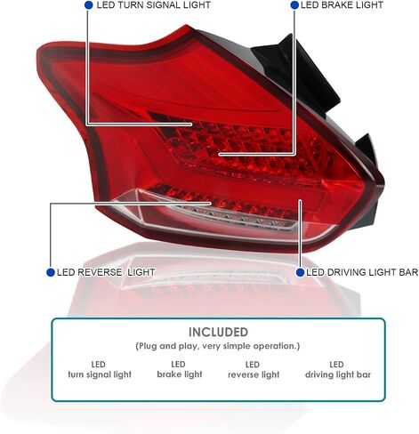 مواصفات توليف الأشرار السوداء LED LED LIDES متوافقة مع 2015-2018 FORD FOCUS SE/ST/Titanium Hatchback ، 2016-2018 FORD FOCUS in Kuwait