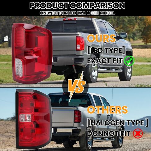 تجميع الضوء الذيل متوافق مع Chevy Silverado 1500 2016 2017 2018 LED الخلفية المصباح 84288719 جانب الركاب الأيمن [فقط متوافق مع نماذج LED المصنع] in Kuwait