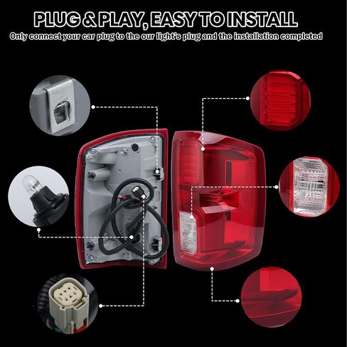 تجميع الضوء الذيل متوافق مع Chevy Silverado 1500 2016 2017 2018 LED الخلفية المصباح 84288719 جانب الركاب الأيمن [فقط متوافق مع نماذج LED المصنع] in Kuwait