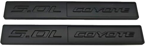 2PCS Metal Car Emblem 5.0L Coyote Trunk Turbo Fender V8 Engine Auto Badge Sport Sticker Scener (Silver Black) in Saudi Arabia