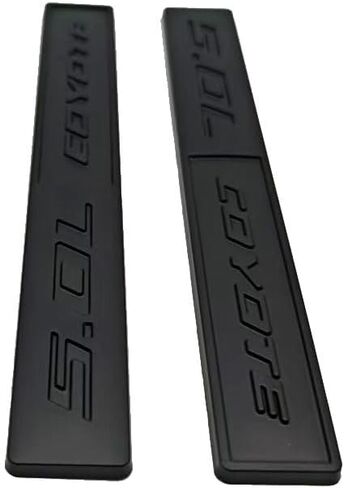 2PCS Metal Car Emblem 5.0L Coyote Trunk Turbo Fender V8 Engine Auto Badge Sport Sticker Scener (Silver Black) in Saudi Arabia